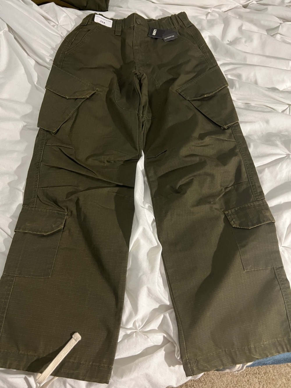 Olive Green Cargo Pants with Utility Pockets - Unbranded